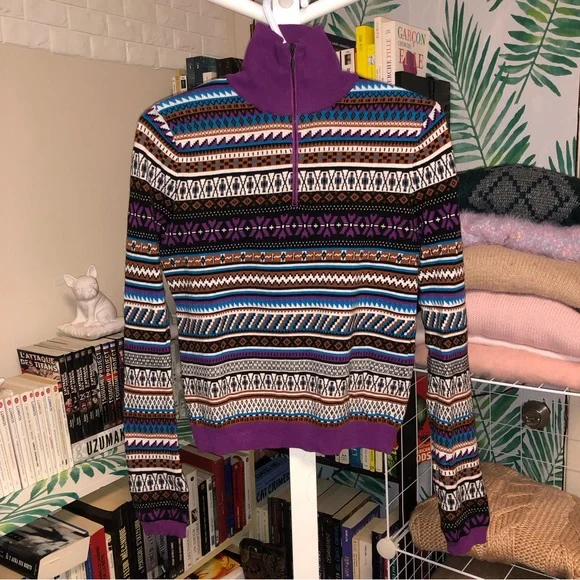 Simons | High Neck Zip Up Sweater | Multicolour - Picture 2 of 5